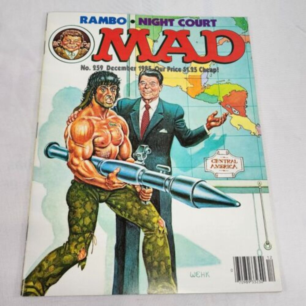 Mad Magazine # 259 December 1985‎ Rambo Movie Regan, Night Court Fine WEHK Art